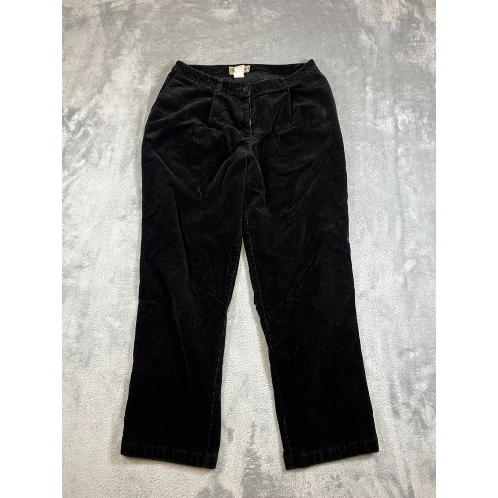 LL Bean Classic Curvy Fit Curvey Sz 10 Petite Black Corduroy Straight Mom - Picture 1 of 9